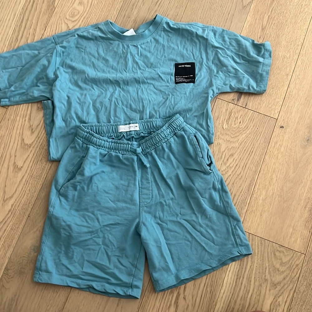 Zara boys blue short/top set 11/12